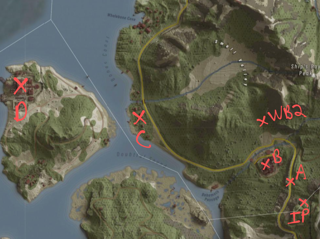 Tacmap rundown for Whaler's Bay south border region